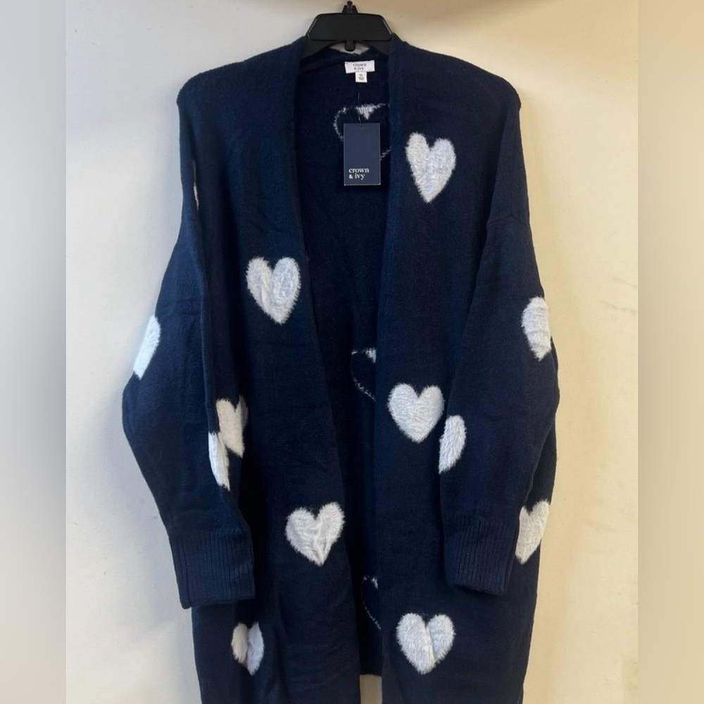 Cozy Heart Patterned Navy Sweater size XL